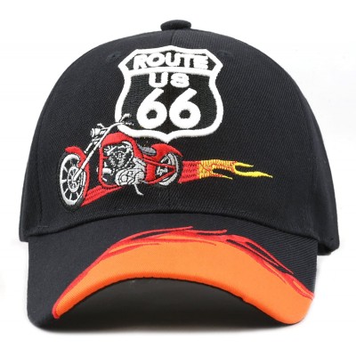 Baseball Caps 1100 Us Route 66 Embroidered Baseball Cap - Black12 - CB12CUDV1JF $9.82