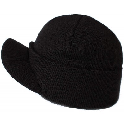 Skullies & Beanies Men's Winter Hat Outdoor Newsboy Hat Warm Thick Lambswool Knit Beanie Cap - Black3 - CU18A87WNGU $9.13