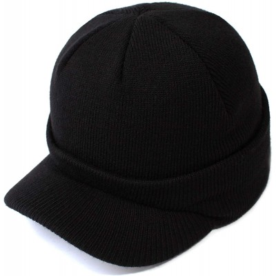 Skullies & Beanies Men's Winter Hat Outdoor Newsboy Hat Warm Thick Lambswool Knit Beanie Cap - Black3 - CU18A87WNGU $9.13