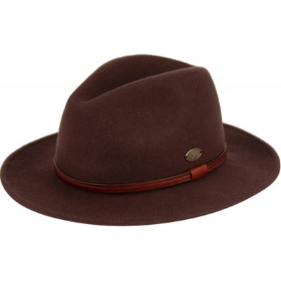 Fedoras Indiana Jones Style Men's Wool Felt Outback Fedora with Grosgrain or Faux Leather Band - He61brown - CX18LDI6EYK $87.13