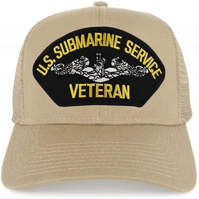 Baseball Caps US Submarine Service Veteran Embroidered Patch Snapback Mesh Trucker Cap - Khaki - CC18904IH8U $18.18