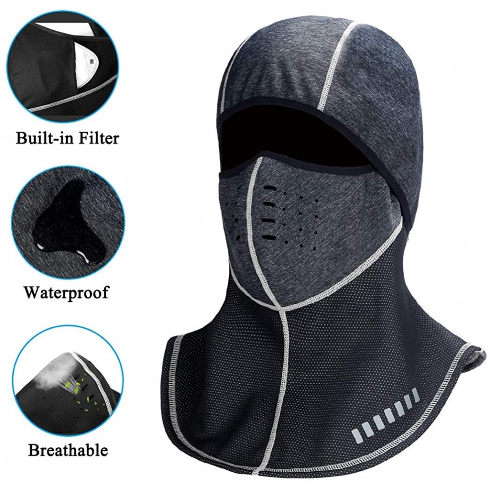 Balaclavas Windproof Ski Mask Winter Cold Weather Motorcycle Face Mask Cycling Balaclava - Gray + Black - C318I969DNC $25.18