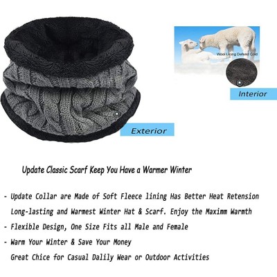 Skullies & Beanies 2-Pieces Winter Beanie Hat Scarf Set Warm Knit Hat Thick Fleece Lined Skull Cap for Men Women - Grey - CV1...