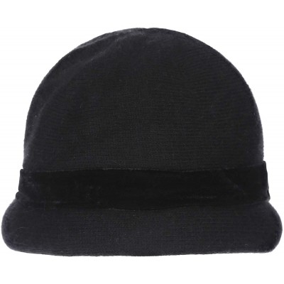 Skullies & Beanies Women's Gatsby 1920s Winter 100% Rabbit Cap Beret Beanie Cloche Bucket Hat - Black - CH18L6UD4NI $17.97