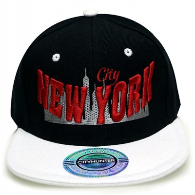 Baseball Caps City New York Snapback Caps - Black/White/Red - C211ULVI7FP $13.84
