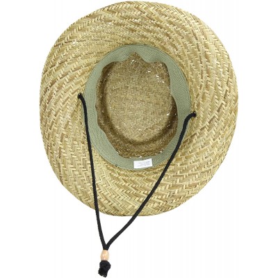 Sun Hats Classic Straw Flat Top Gambler Sun Hat w/ Vegan Leather and Chin Strap - Brown Trim - C511ULXBAFB $14.88