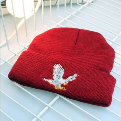 Skullies & Beanies Men's Winter ski Cap Knitting Skull hat - Eagle Red - CY187TM953Z $10.91