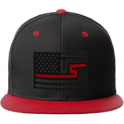 Baseball Caps USA Redesign Flag Thin Blue Red Line Support American Servicemen Snapback Hat - Thin Red Line - Black Red Cap -...