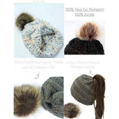 Skullies & Beanies Women's Beanie Faux Fur Pompom Winter Beanie Pom Pom Confetti Cable Knit Ribbed Hat Cap - C918A90NXZ9 $17.64