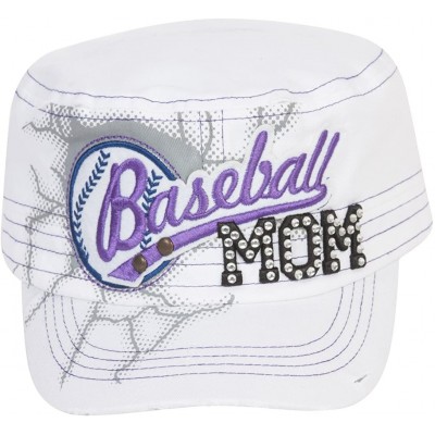 Baseball Caps Sports Mom Distressed Adjustable Cadet Cap - White - Baseball Mom - CT17WW40TMY $14.28