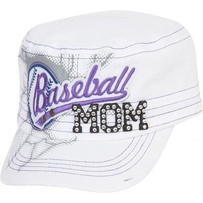 Baseball Caps Sports Mom Distressed Adjustable Cadet Cap - White - Baseball Mom - CT17WW40TMY $14.28