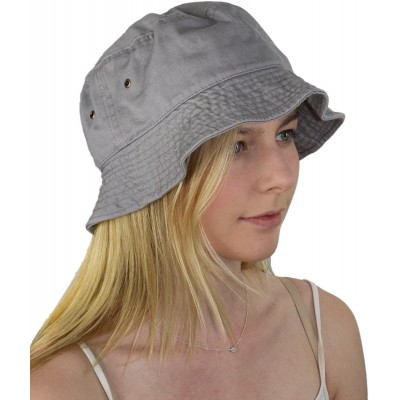 Bucket Hats Simple Solid Cotton Bucket Hat - Light Grey - C911LXK9BNP $14.47