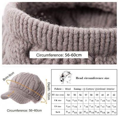 Skullies & Beanies Women's 100% Wool Knit Visor Beanie Newsboy Cap - 10120ablack/Cotton Lined - CP18ZC4I7MW $20.94