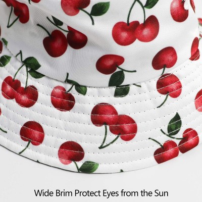 Bucket Hats Women's Summer Bucket Hat Outdoor Sun UV Protection Casual Fishing Cap - Cherry - C01944N8HN2 $11.48