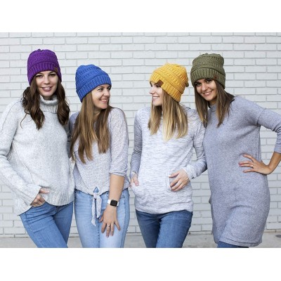 Skullies & Beanies Slouchy Beanie Winter Hats for Women Thick Warm Soft Chunky Cable Knit Hat Ski Cap - Purple - CM18ZHRQ5ND ...