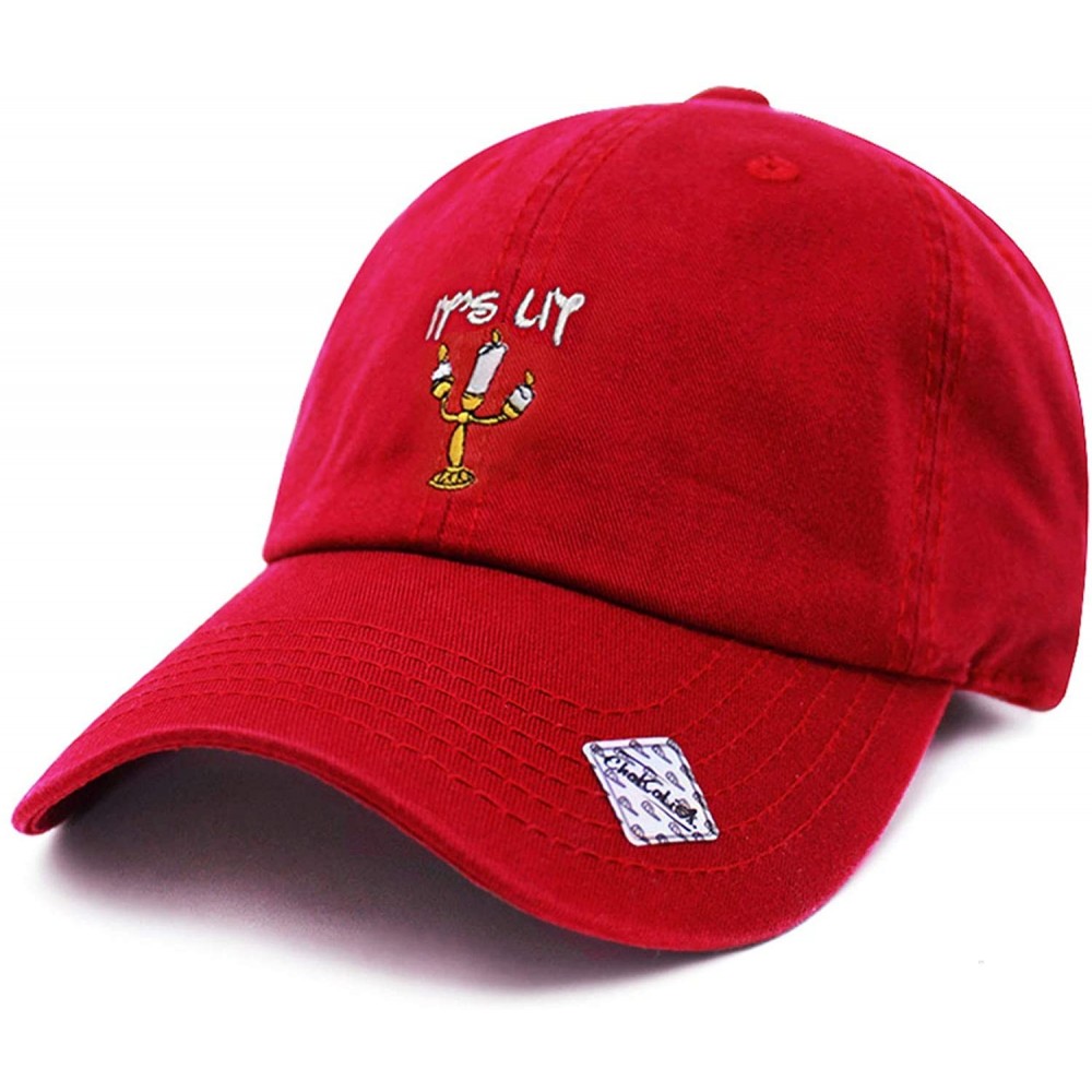 Baseball Caps Its Lit lamp Dad Hat Cotton Baseball Cap Polo Style Low Profile - Red (Wh) - C618WGS3W0Y $12.56