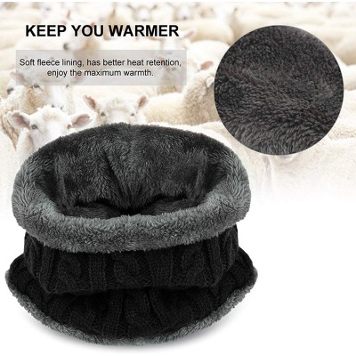 Skullies & Beanies Winter Beanie Hat Scarf Set Warm Knit Hat Thick Skull Cap for Men Women - Black - C218HQWQ3HT $9.55