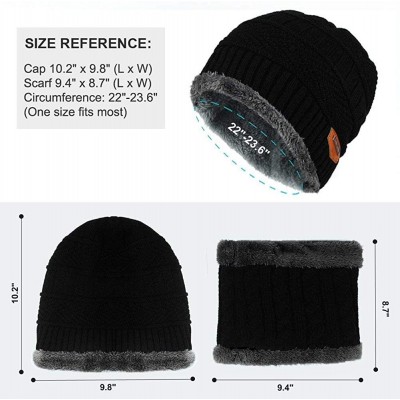 Skullies & Beanies Winter Beanie Hat Scarf Set Warm Knit Hat Thick Skull Cap for Men Women - Black - C218HQWQ3HT $9.55