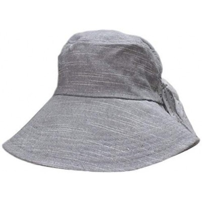 Sun Hats Women Summer Beach Cotton Flax Sun UV Protection Big Brim Folding Hat Visor Cap - Light Gray - C711XGZNYBP $14.67