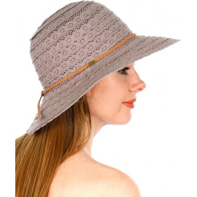 Bucket Hats Foldable Sun Hats for Women- Cotton Lace Bucket- for Beach Outdoor - Ltgrey - CT18OTNSGXE $11.52