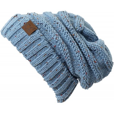 Skullies & Beanies Oversized Beanie - Denim (Confetti) - CZ180D7KCAS $12.26