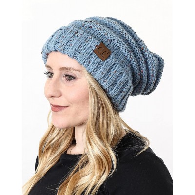 Skullies & Beanies Oversized Beanie - Denim (Confetti) - CZ180D7KCAS $12.26