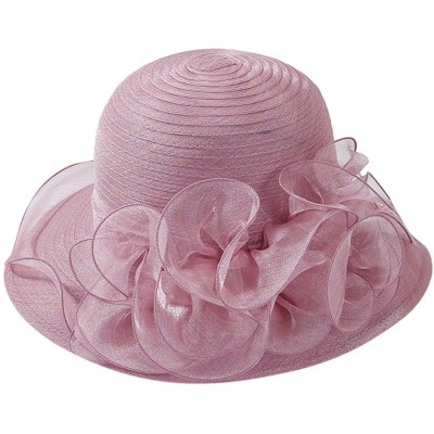 Visors Kentucky Derby Hat- Women's Organza Church Kentucky Derby Fascinator Bridal Tea Party Wedding Hat - Pink1 - CT18U0MQX5...