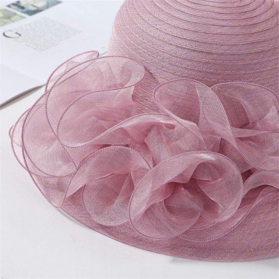 Visors Kentucky Derby Hat- Women's Organza Church Kentucky Derby Fascinator Bridal Tea Party Wedding Hat - Pink1 - CT18U0MQX5...