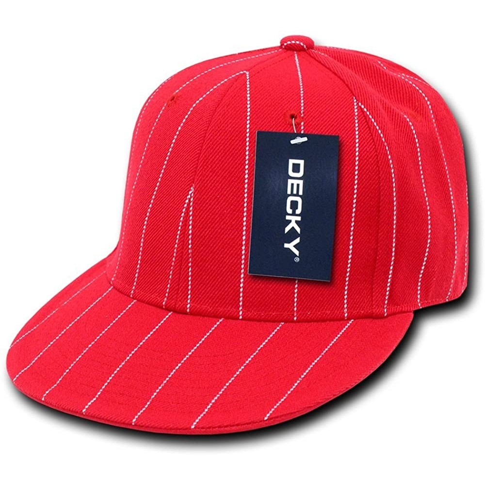 Baseball Caps Pin Striped Fitted Cap - Red - C4115QRGFA7 $12.77