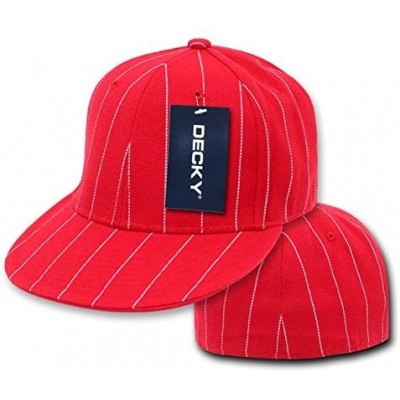 Baseball Caps Pin Striped Fitted Cap - Red - C4115QRGFA7 $12.77