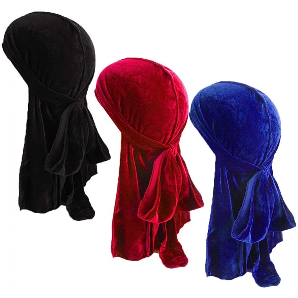 Skullies & Beanies Unisex Velvet and Silky Deluxe Durag for 360 Waves Headwraps Long-Tail Du-RAG - C718OAA0XM2 $14.73