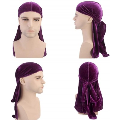 Skullies & Beanies Unisex Velvet and Silky Deluxe Durag for 360 Waves Headwraps Long-Tail Du-RAG - C718OAA0XM2 $14.73