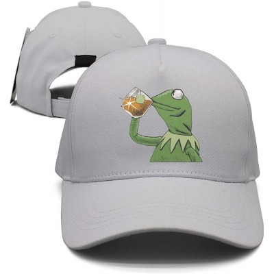 Baseball Caps The Frog "Sipping Tea" Adjustable Strapback Cap - 1000funny-green-frog-sipping-tea-17 - CH18ICNDYZ8 $21.01