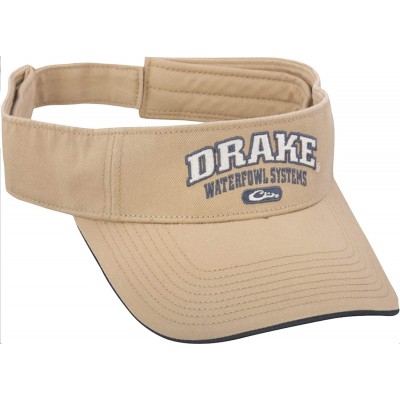 Visors Waterfowl Solid Color Logo Adjustable Visor-Heather Green - Tan - CO18KO6EEI2 $20.36