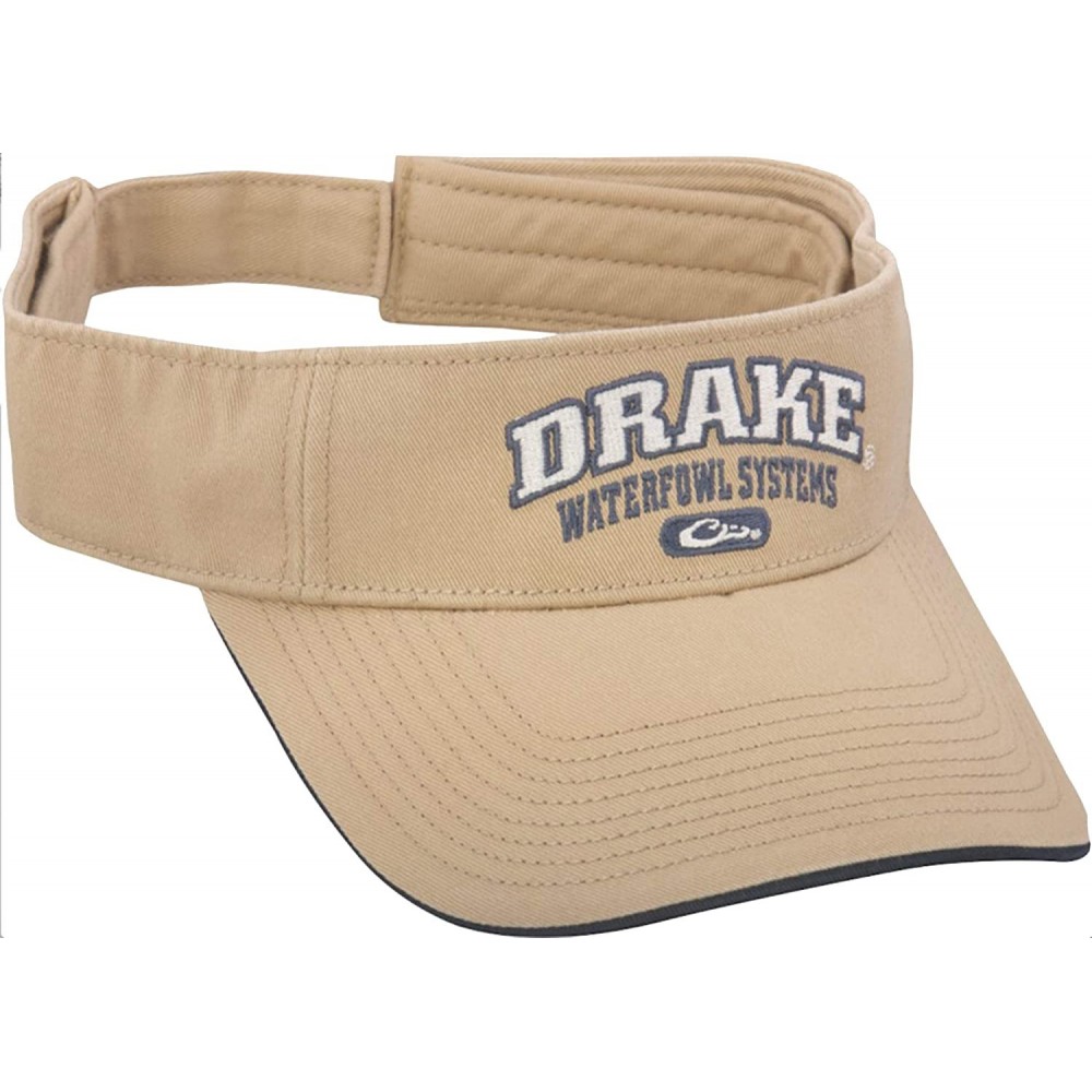 Visors Waterfowl Solid Color Logo Adjustable Visor-Heather Green - Tan - CO18KO6EEI2 $20.36