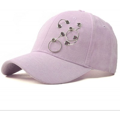 Baseball Caps Women's Iron Ring Pin Retro Baseball Cap Trucker Hat - 4 Ring Purple - CN186ODLXZO $23.35
