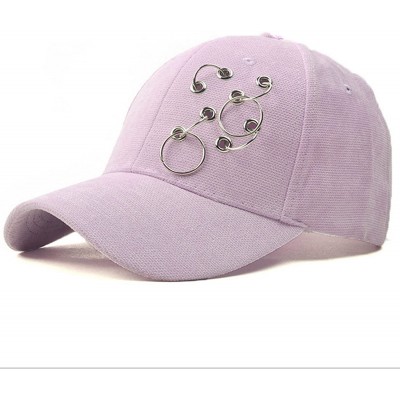 Baseball Caps Women's Iron Ring Pin Retro Baseball Cap Trucker Hat - 4 Ring Purple - CN186ODLXZO $10.45