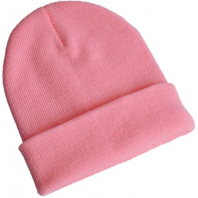 Skullies & Beanies Warm Comfortable Winter Knitted Beanie Hats (Pink) - Pink - CD11IFUHYOT $6.31