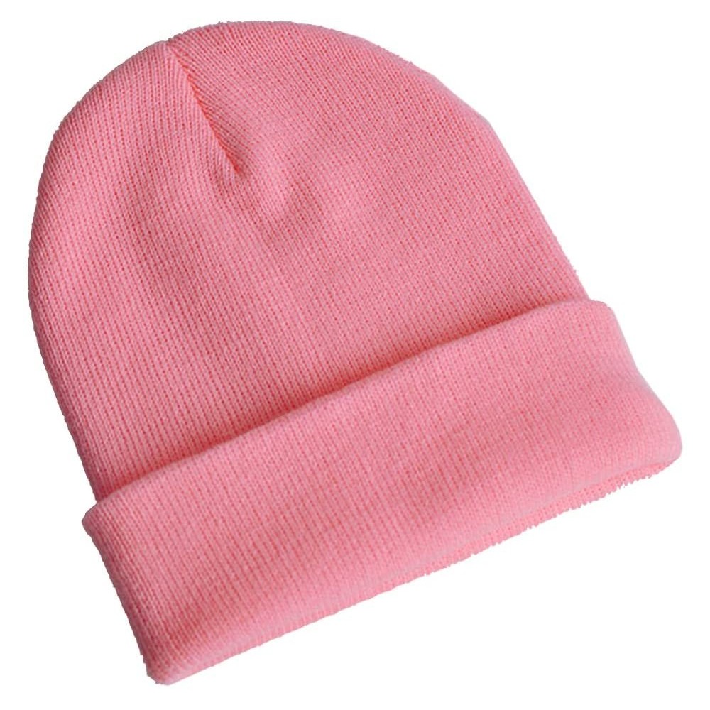 Skullies & Beanies Warm Comfortable Winter Knitted Beanie Hats (Pink) - Pink - CD11IFUHYOT $6.31