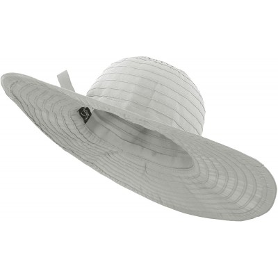Sun Hats Women's Spring Wide Large Brim Roll-Up Ribbon Beach Sun Hat - Grey - CO12DF1OOZ9 $9.53