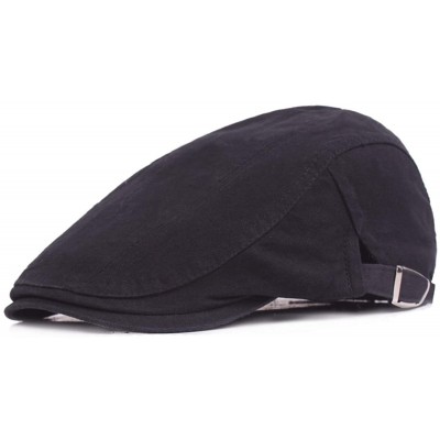 Newsboy Caps Men's Linen Duckbill Ivy Newsboy Hat Scally Flat Cap - Black2 - CC18I57XIC2 $13.66
