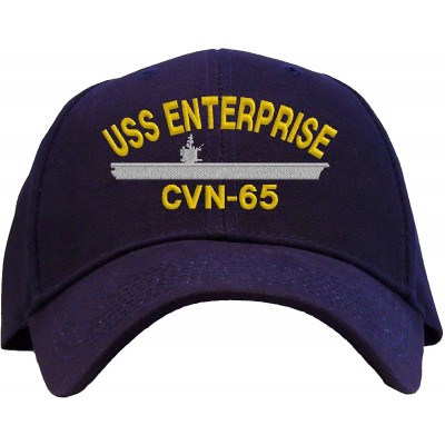 Baseball Caps USS Enterprise CVN-65 Embroidered Baseball Cap - Navy - CZ11EUAKL5L $12.83