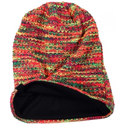 Skullies & Beanies Women's Knit Slouchy Beanie Baggy Skull Cap Turban Winter Summer Beret Hat - Red/Yellow/Green - CF18UH2WQO...