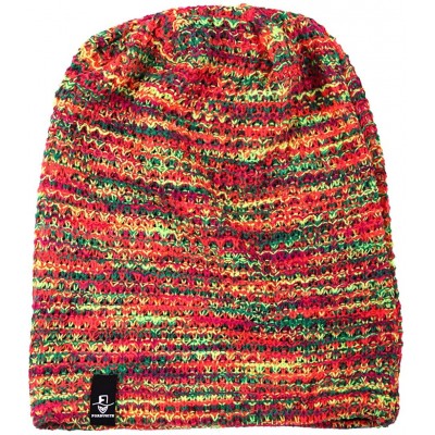 Skullies & Beanies Women's Knit Slouchy Beanie Baggy Skull Cap Turban Winter Summer Beret Hat - Red/Yellow/Green - CF18UH2WQO...