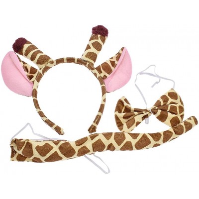 Headbands Cosplay Giraffe Ears Headband Tail Bowknot Kit Cute Animal Party Accessories Set - Coffee - CP1899G6U4K $15.90