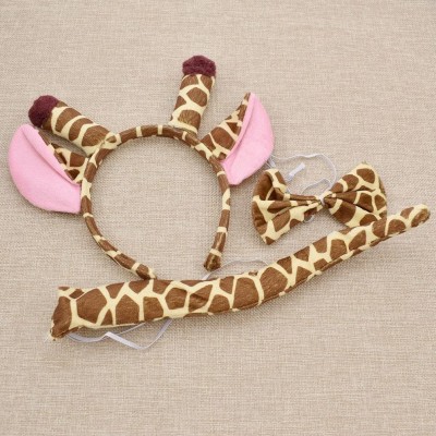 Headbands Cosplay Giraffe Ears Headband Tail Bowknot Kit Cute Animal Party Accessories Set - Coffee - CP1899G6U4K $8.37