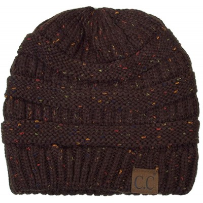 Skullies & Beanies Unisex Confetti Ribbed Cable Knit Thick Soft Warm Winter Beanie Hat - Brown - C718QLEY5AC $10.58