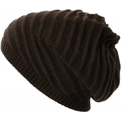 Skullies & Beanies Mens Wool/Acrylic Knitted Slouchy Beanie Winter Hats Warm Fashion Skull Cap - 1044coffee - C218XM8IY88 $12.92