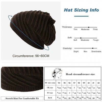 Skullies & Beanies Mens Wool/Acrylic Knitted Slouchy Beanie Winter Hats Warm Fashion Skull Cap - 1044coffee - C218XM8IY88 $12.92