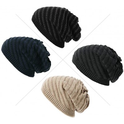 Skullies & Beanies Mens Wool/Acrylic Knitted Slouchy Beanie Winter Hats Warm Fashion Skull Cap - 1044coffee - C218XM8IY88 $12.92